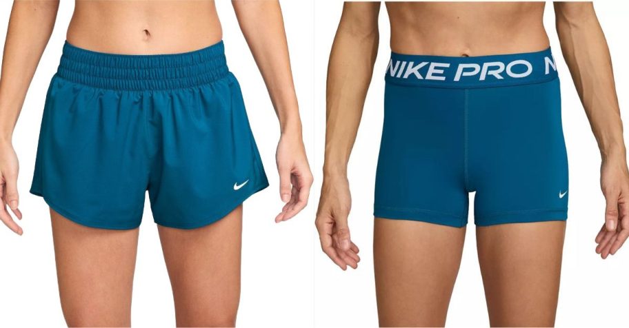 Stock images of two women wearing Nike shorts
