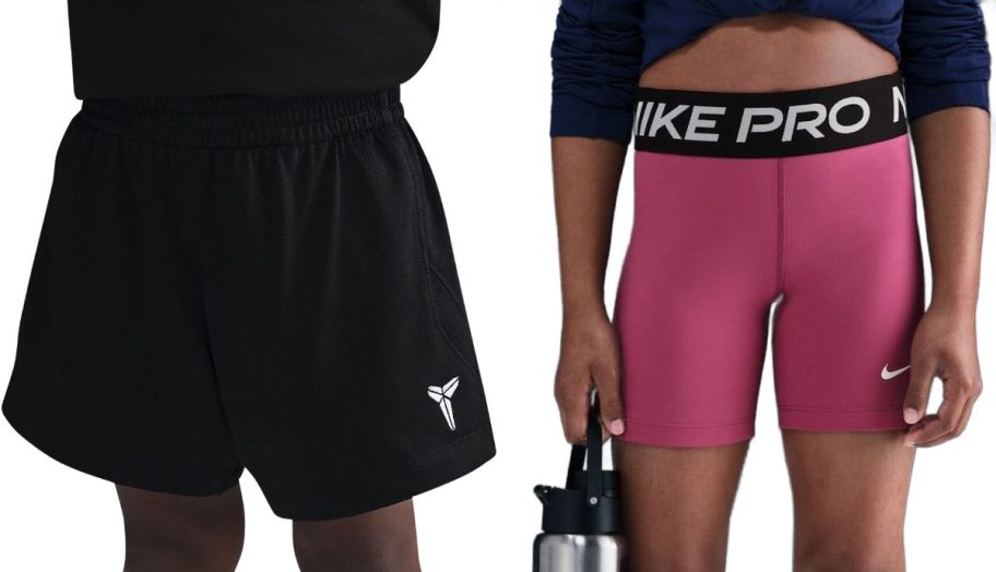 Stock images of two Nike kids shorts