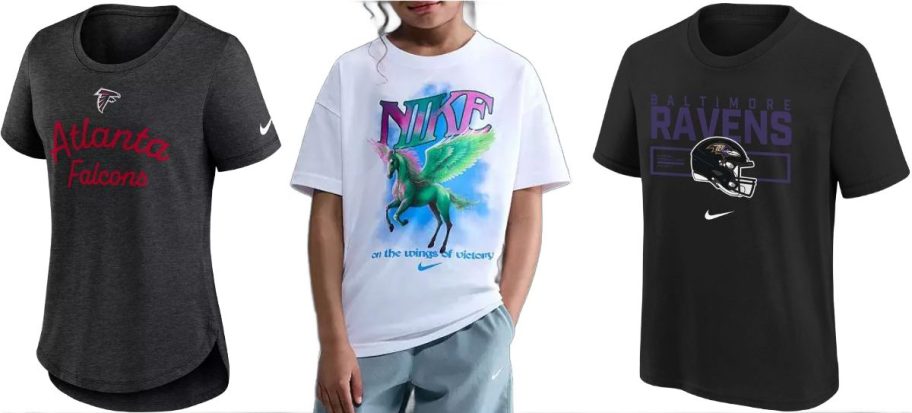 Stock images of 3 Nike t-shirts