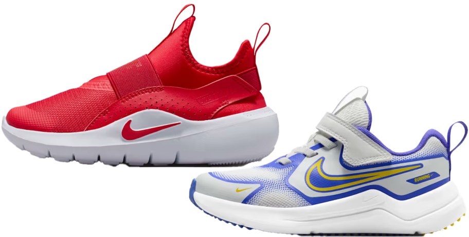 red and blue/white nike sneakers