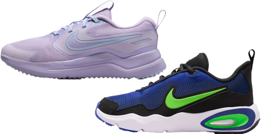 light purple and blue/green shoes