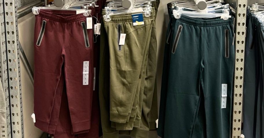 Boys Sweatpants on hangers at Old Navy
