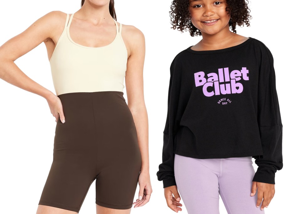 Old Navy Women's StudioSmooth Bodysuit, Old Navy Girls Long-Sleeve Cropped Top