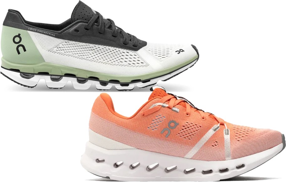 white and orange on cloud shoes