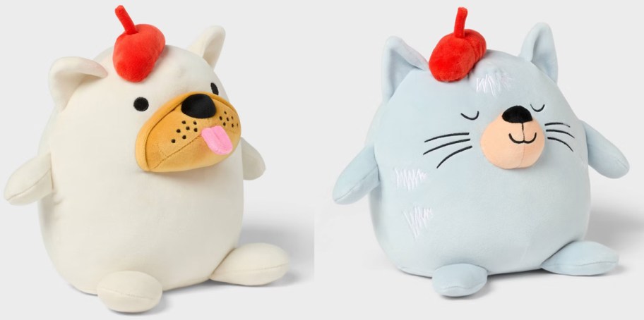 dog and cat weighted plush pillows