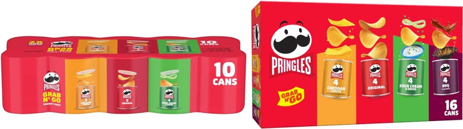 two variety pack sets of Pringles Grab n' Go cans