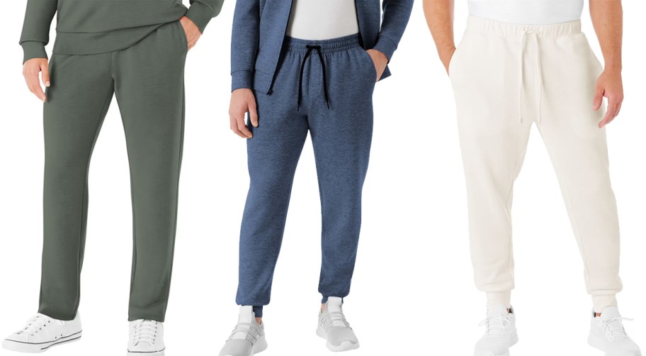 three men modeling pants
