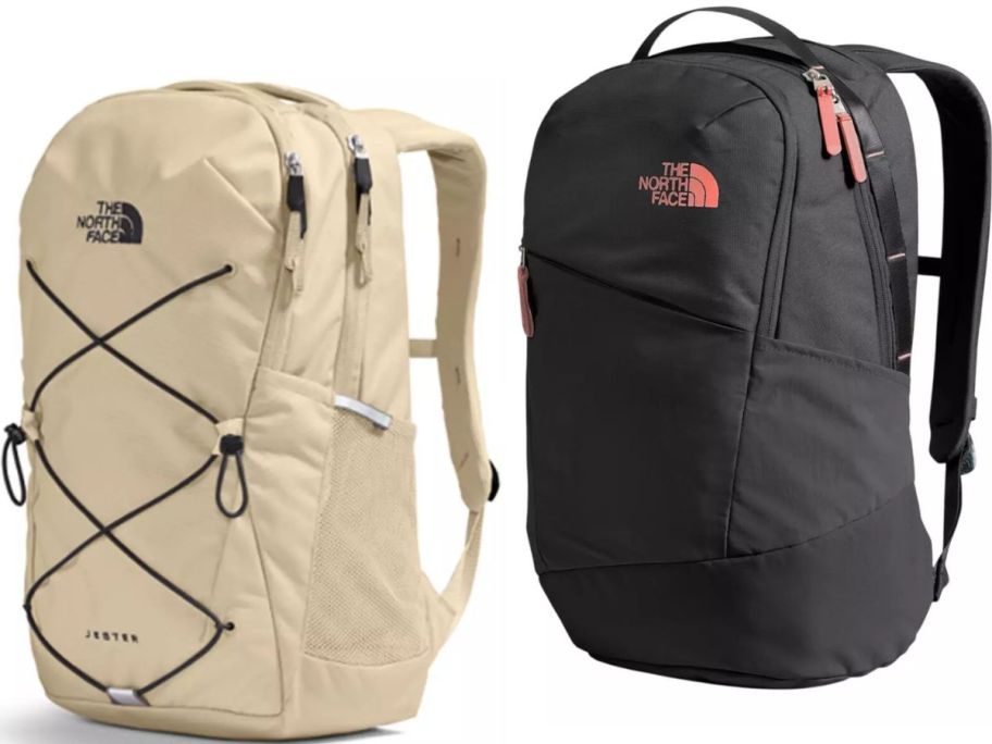 Stock images of two The North Face Backpacks