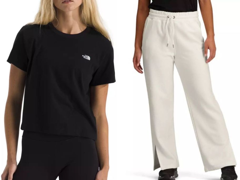 Stock images of women wearing the north face clothing
