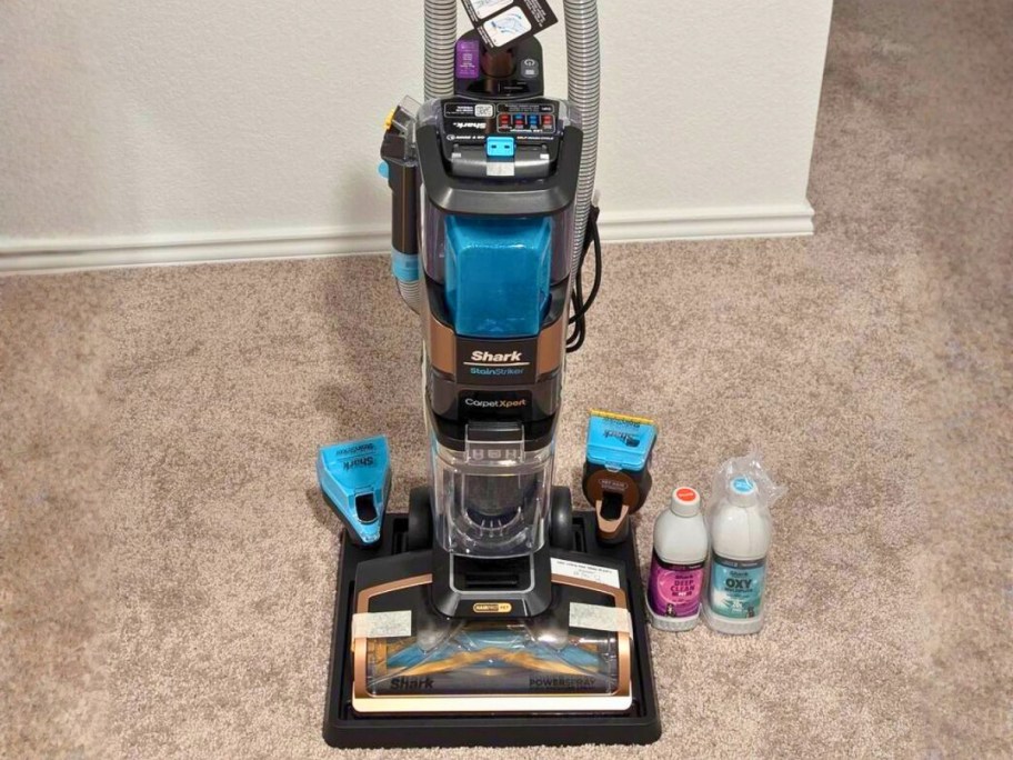 a shark vacuum cleaner in a living room