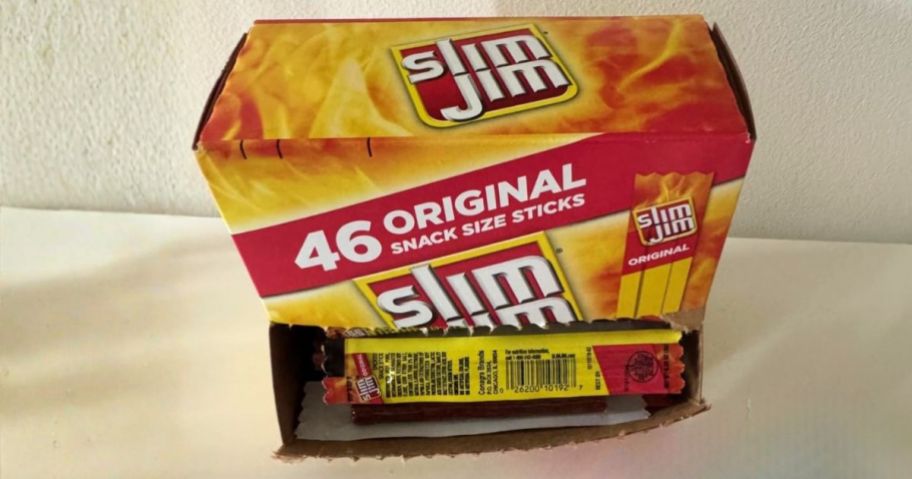 Slim Jim Original Snack Size 46-Count on counter