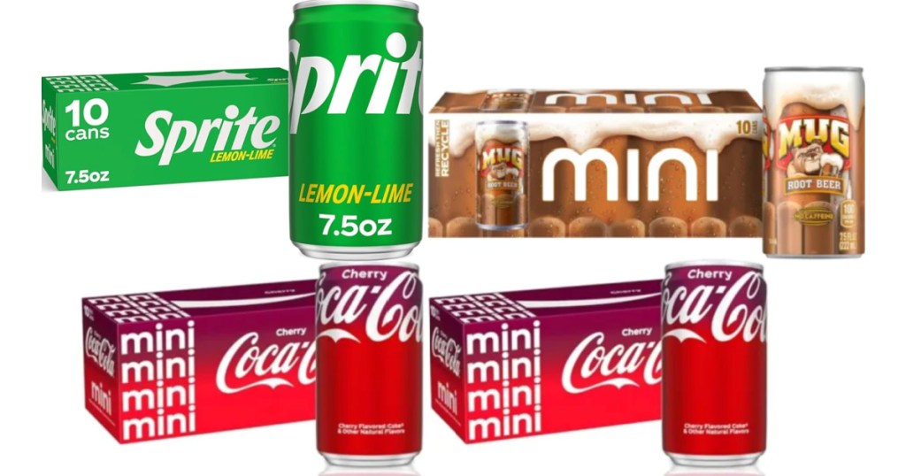 Sprite root beer and Coca-Cola mini can fridge packs