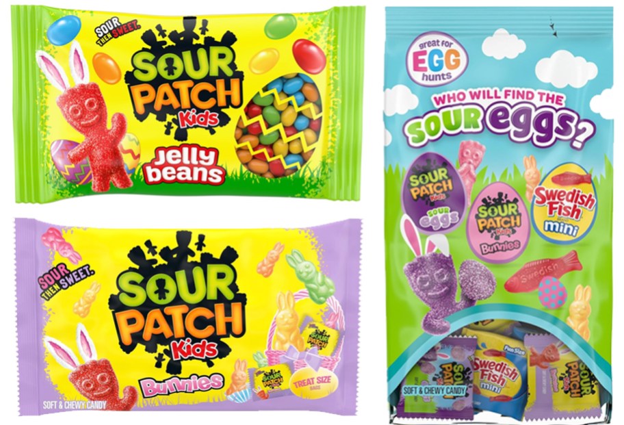 3 bags of Sour Patch Kids Easter candies