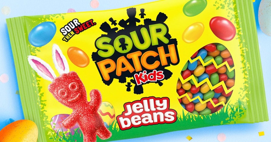 yellow and green bag of Sour Patch Kids Jelly Beans