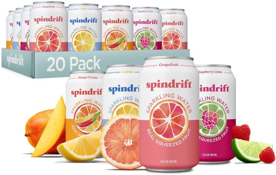 Stock image of an assorted case of Spindrift