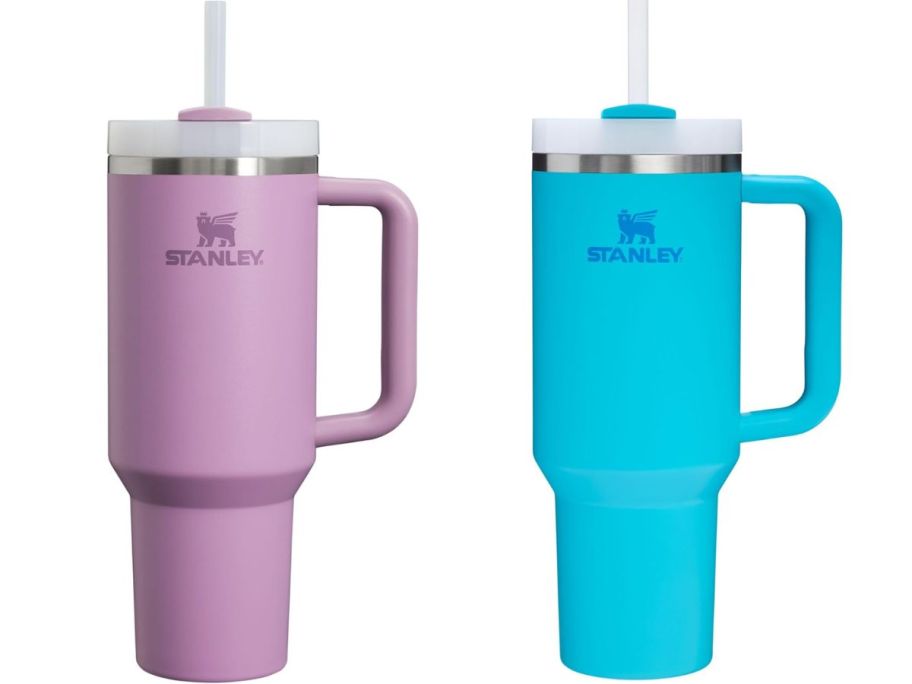 Stock images of two stanley tumblers