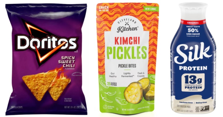 chips, pickles and soy milk