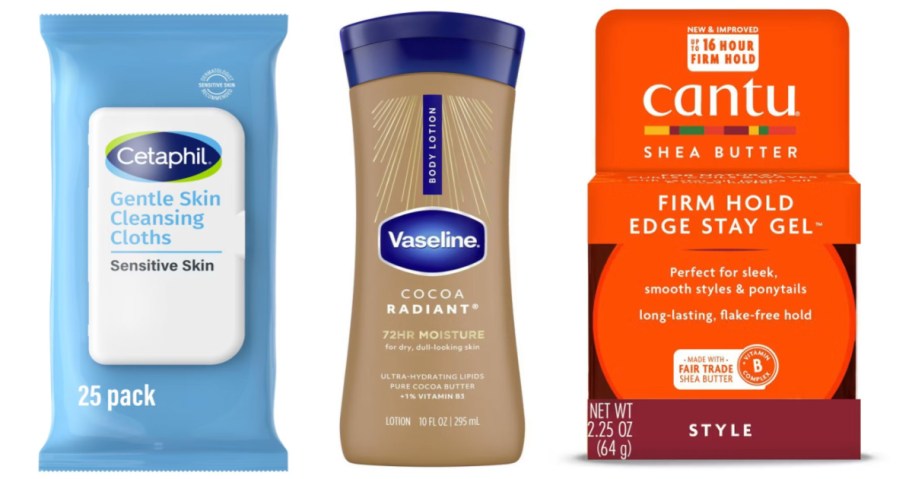 wipes, lotion and hair gel