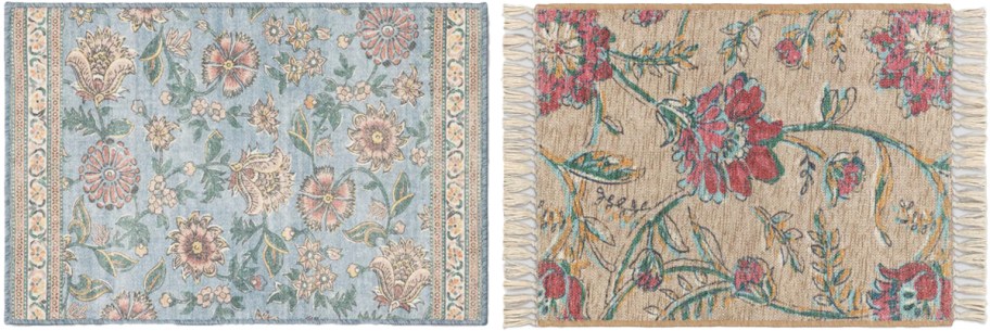 two floral print area rugs