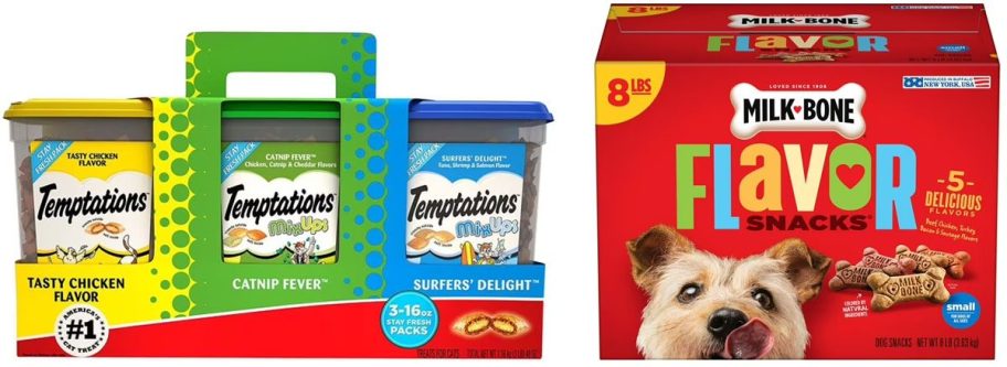 Temptations Cat Treat and Milk Bone Flavor Dog Treats