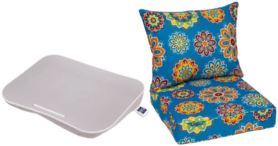 grey The Big One Cushioned Lapdesk w Mouse Pad and Sonoma Goods For Life IndoorOutdoor Deep Seat Cushion 2-Piece Set in multicolor