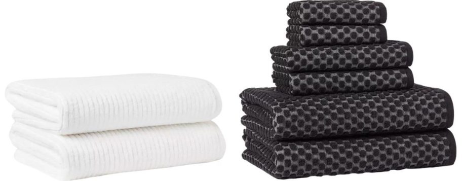 Threshold Quick Dry Ribbed Bath Towel 2-Pack&nbsp;and Performance Plus Textured Dot Bath Towel Set