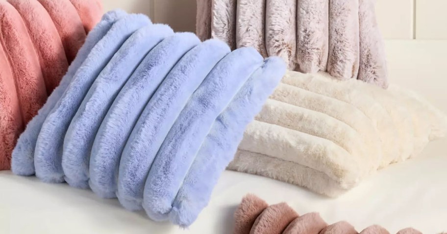 Tipped Puffer Faux Fur Pillow