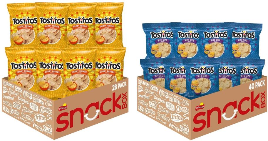 Stock images of two boxes of Tostitos Chips