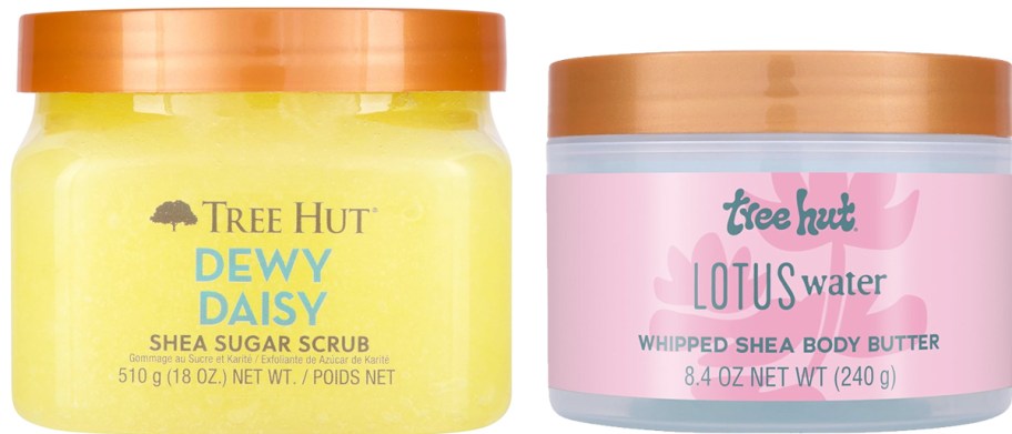 jars of tree hut body scrub and body butter
