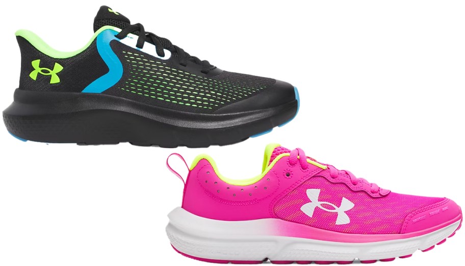 black and pink under armour running shoes