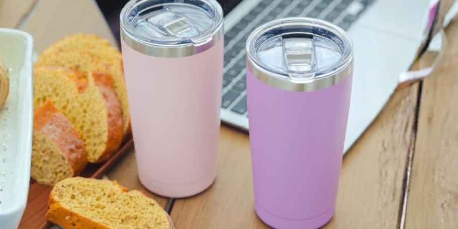 Travel Coffee Tumbler w/ 2 Lids & Straw Only $8 on Amazon