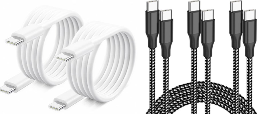 white and black sets of USB-C charging cables