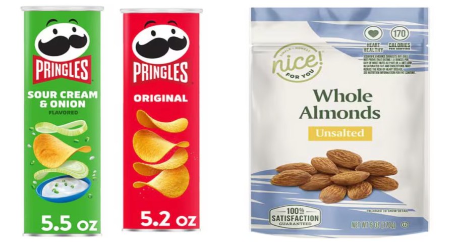 two cans of chips and almonds