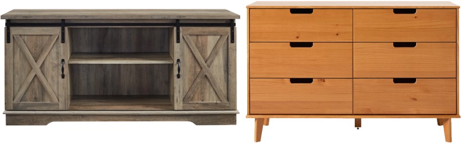 tv stand and 6-drawer dresser