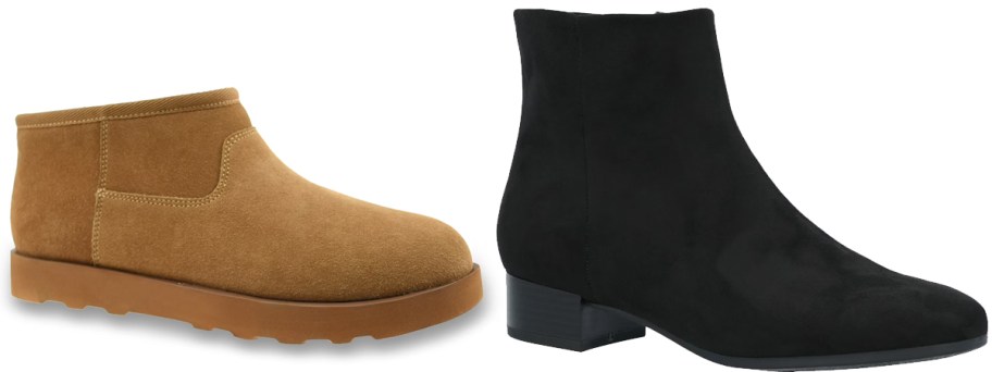 brown and black pairs of boots