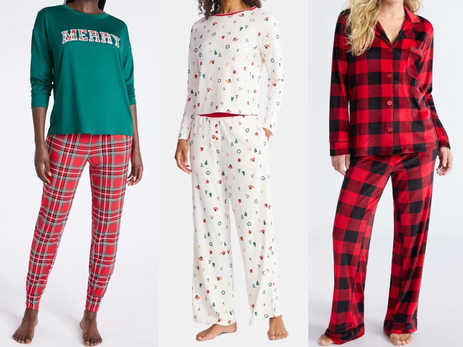 3 women modeling pajama sets