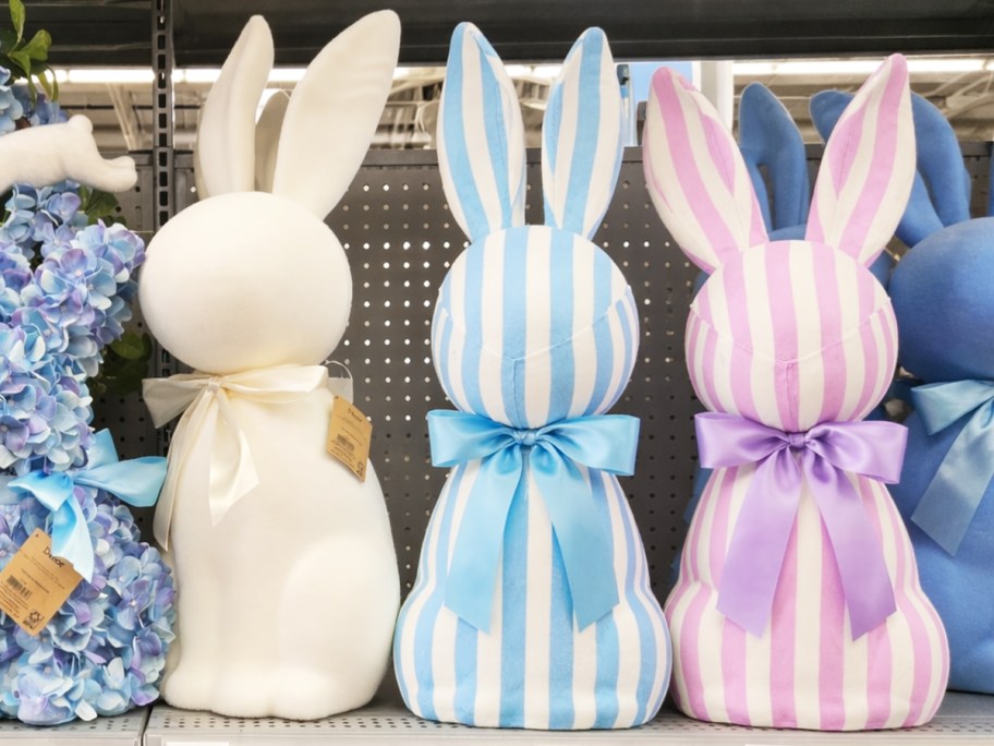 bunny decorations on display on store shelf