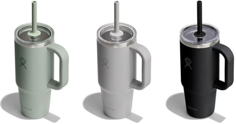 Stock images of 3 different color Hydro Flask Tumblers