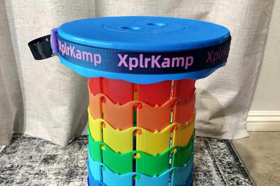 rainbow colored collapsible stool
