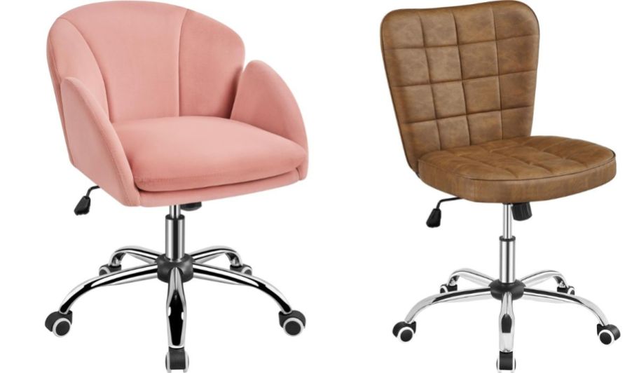 Yaheetech office chairs in pink and brown