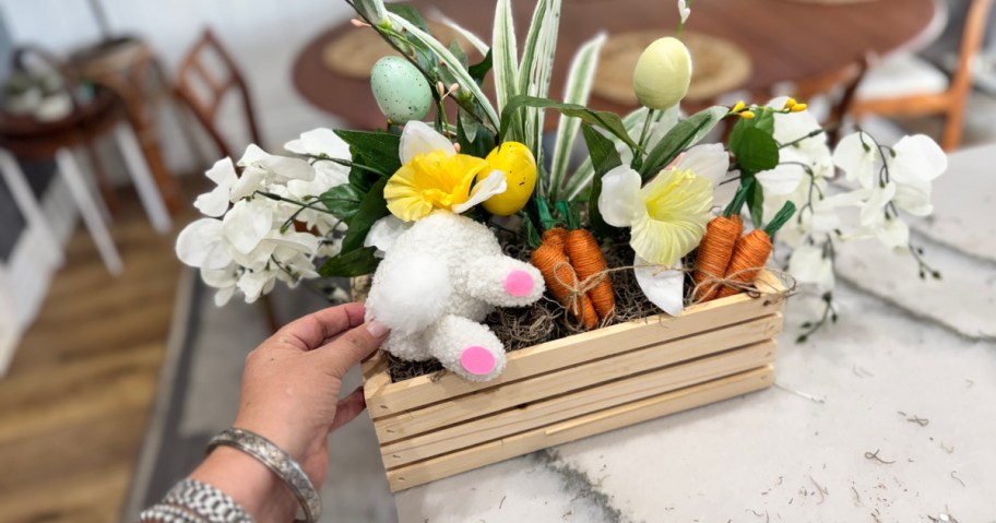 adding a bunny butt pick to centerpiece