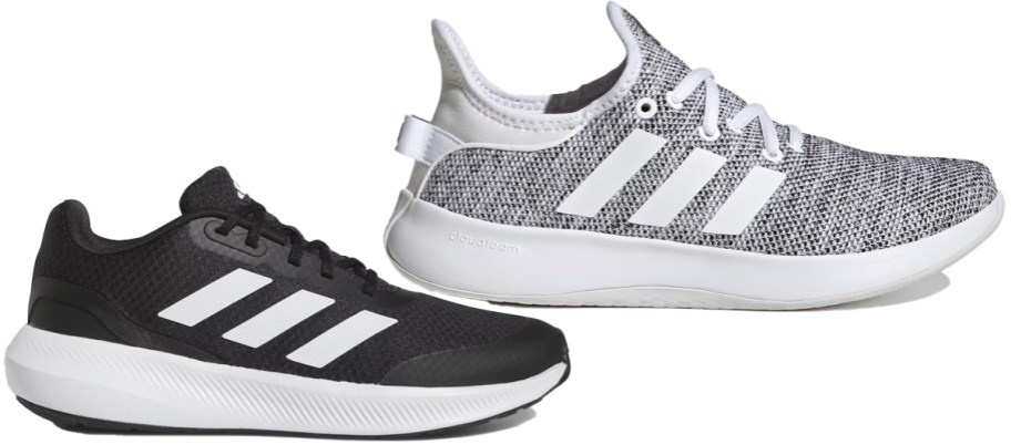 black and grey adidas running shoes