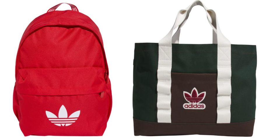 an adidas backpack and tote bag