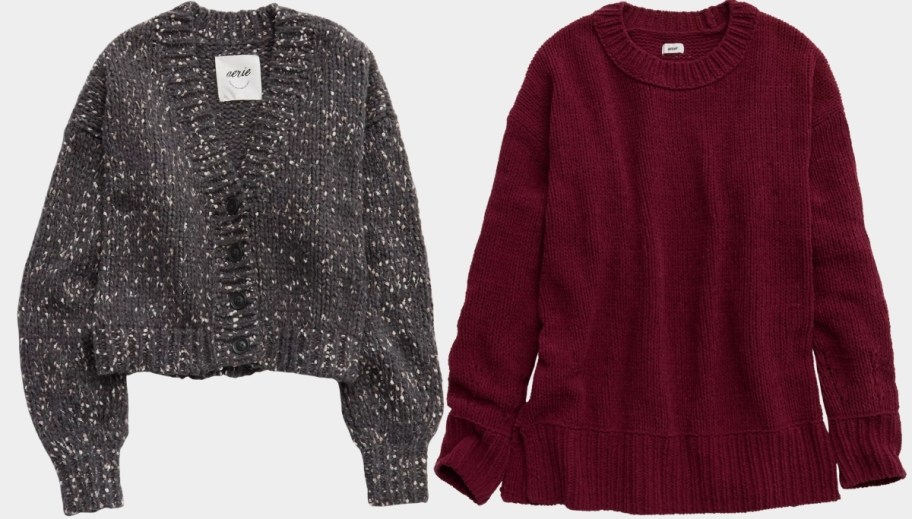 a cropped cardigan and an over ize sweater