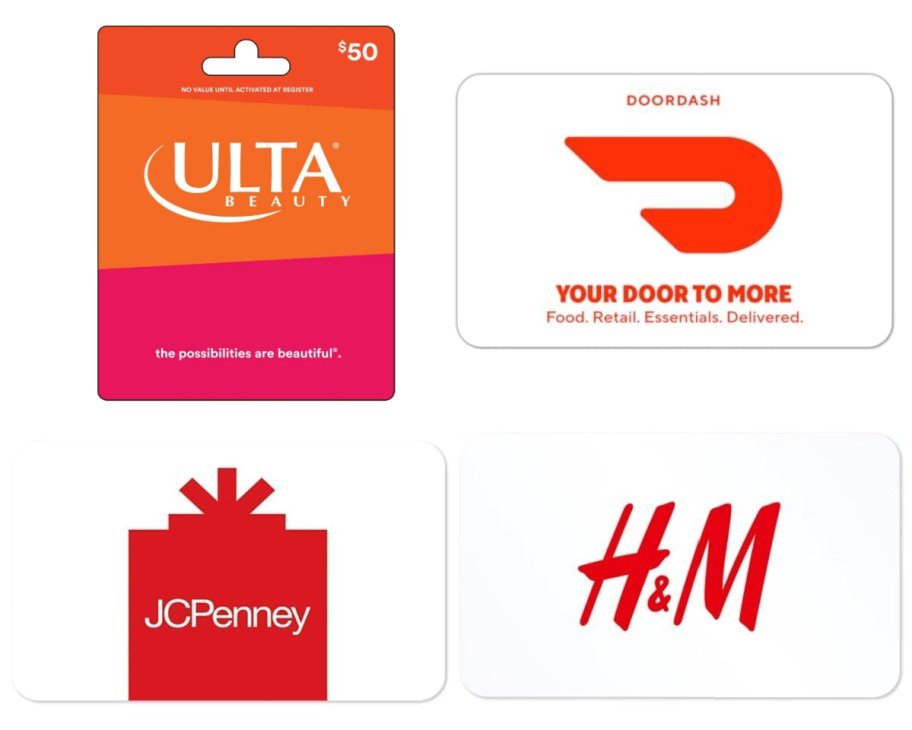 ulta doordash jcpenney and h&m gift card