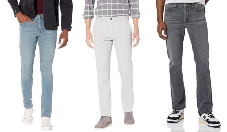 men in light blue, light grey, and dark grey jeans