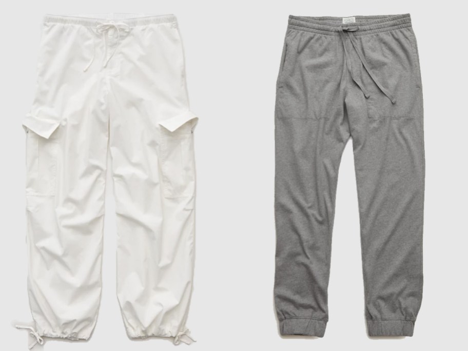 white and gray pants