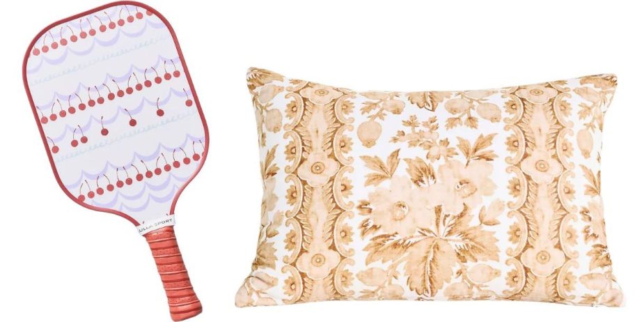 Anthropologie Pickleball Paddle and Maisie Velvet Floral Lumbar Pillow
