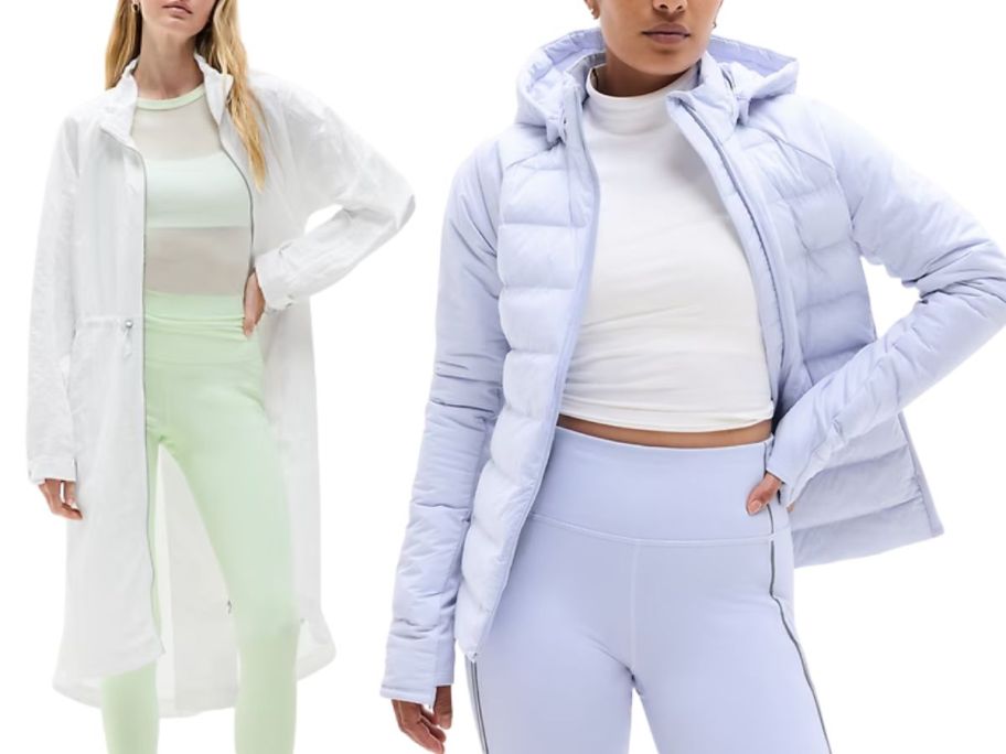 two women wearing athleta jackets