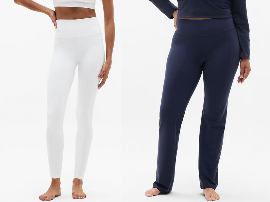 women wearing white and blue leggings 